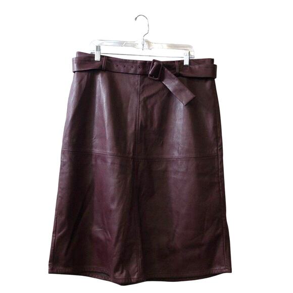 Ann Taylor Dresses & Skirts - Women’s 14 Ann Taylor Burgundy Vegan Leather Skirt NWT Fall Preppy Chic